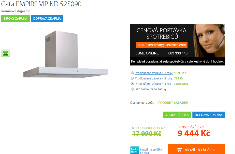 Komínová digestoř Cata, až 822 m, 90cm