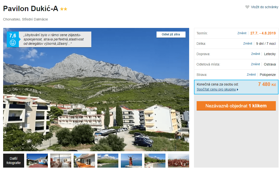 Chorvatsko / ✈ Ov / PL / 2⭐/ 9 dní