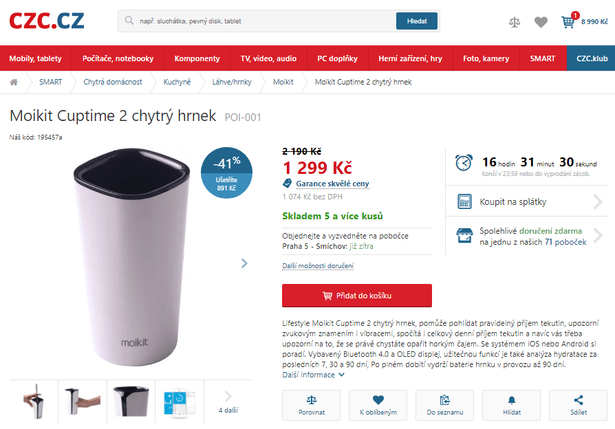 Moikit Cuptime 2 chytrý hrnek