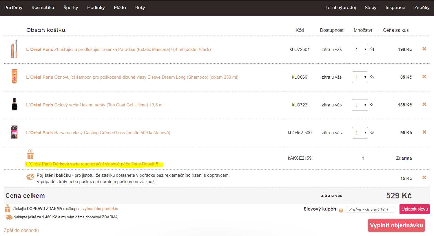 Dárková sada zdarma k nákupu L´Oréal