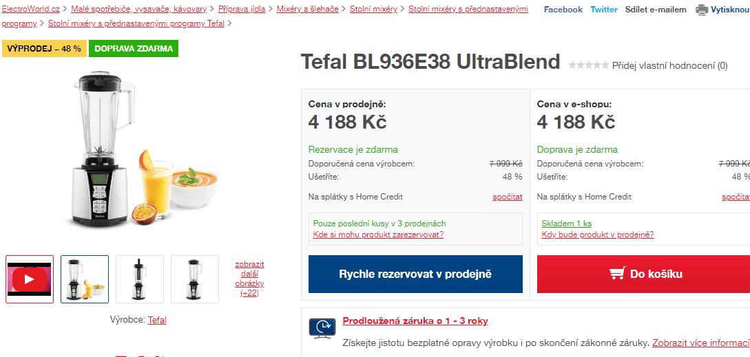 Mixér Tefal Ultrablend+ High Speed 