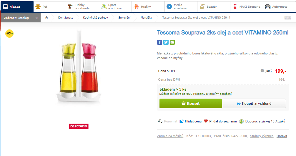 Souprava na olej a ocet Tescoma