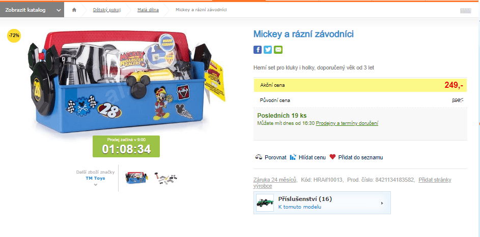 TOYS Mickey a rázní závodníci box s nářadím
