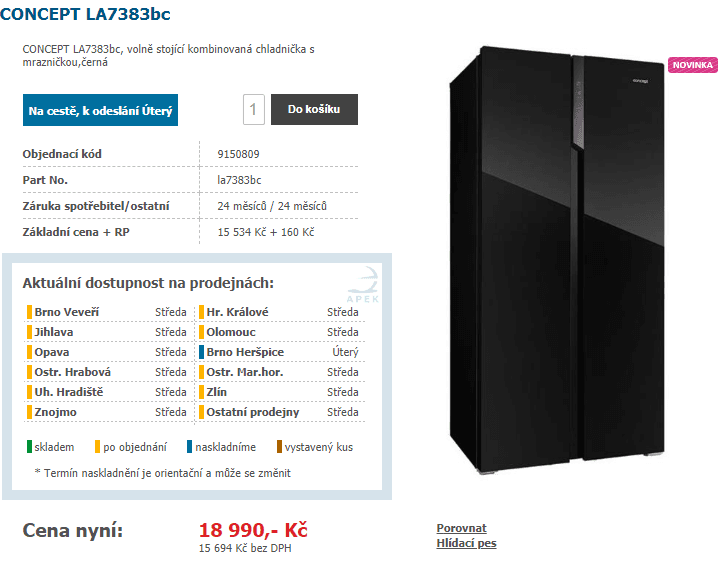 Americká lednice Concept, A+, No Frost