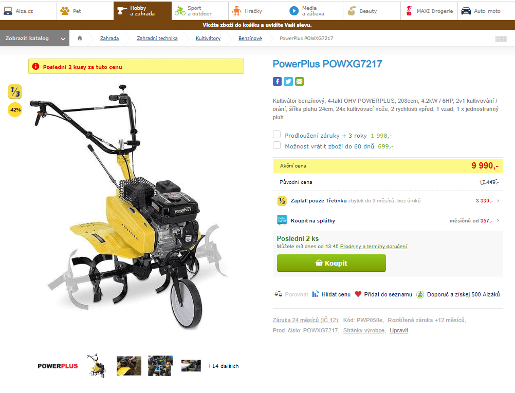 Kultivátor PowerPlus POWXG7217