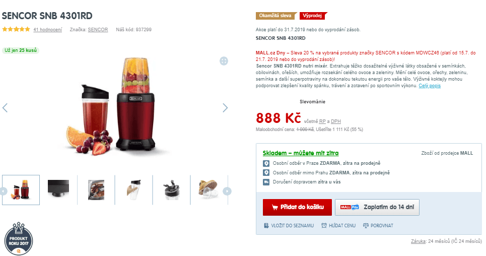 Smoothie nutri mixér Sencor SNB 4301RD