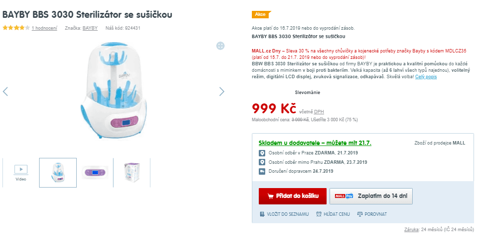Sterilizátor se sušičkou BAYBY BBS 3030