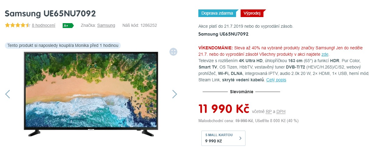 Ultra HD Smart TV, HDR, 163cm, Samsung