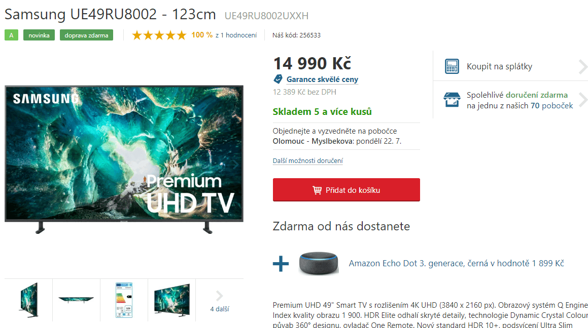 Ultra HD Smart TV, HDR, 123cm, Samsung 8