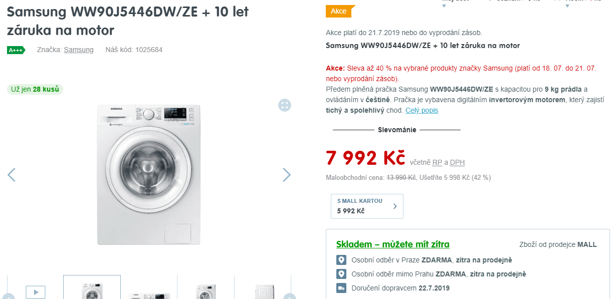 Pračka Samsung, 9kg, 1400 ot., A+++