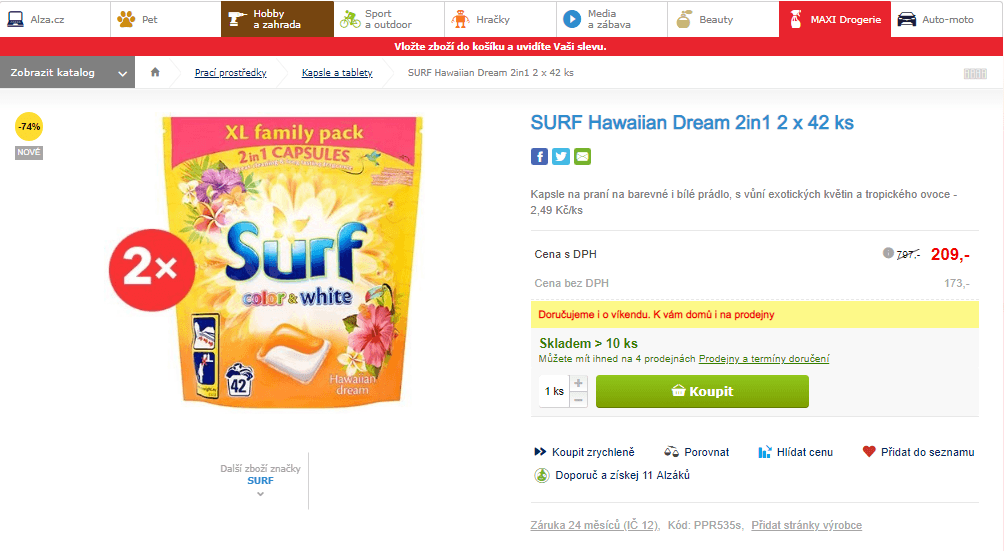 Kapsle na praní Surf 2in1, 2x42 ks