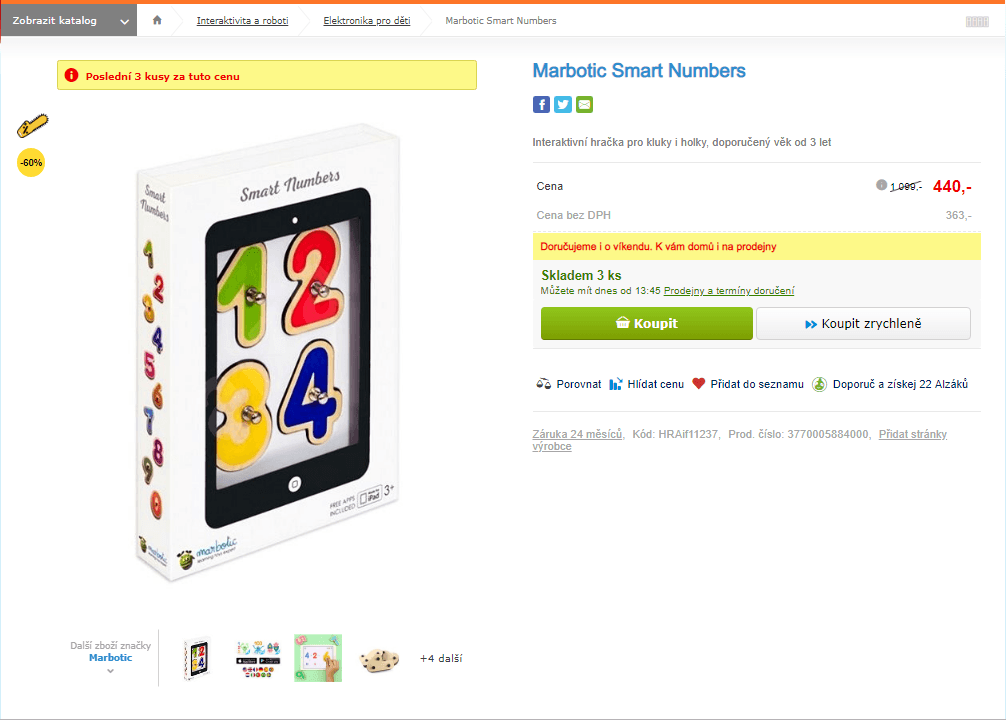 Interaktvní hračka Marbotic Smart Numbers