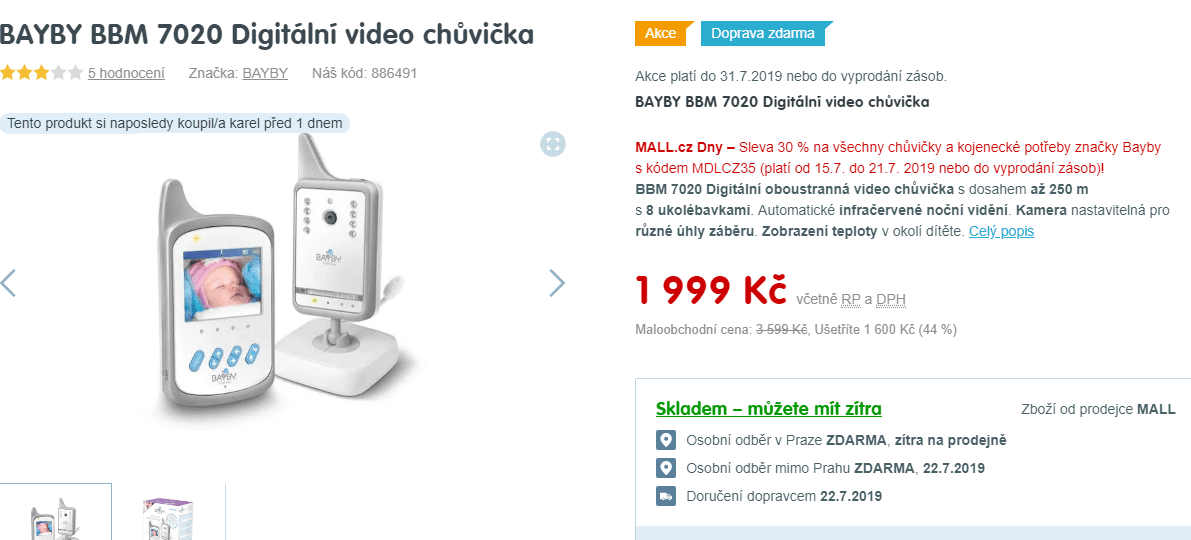 Digitalní video chůvička BAYBY BBM 7020