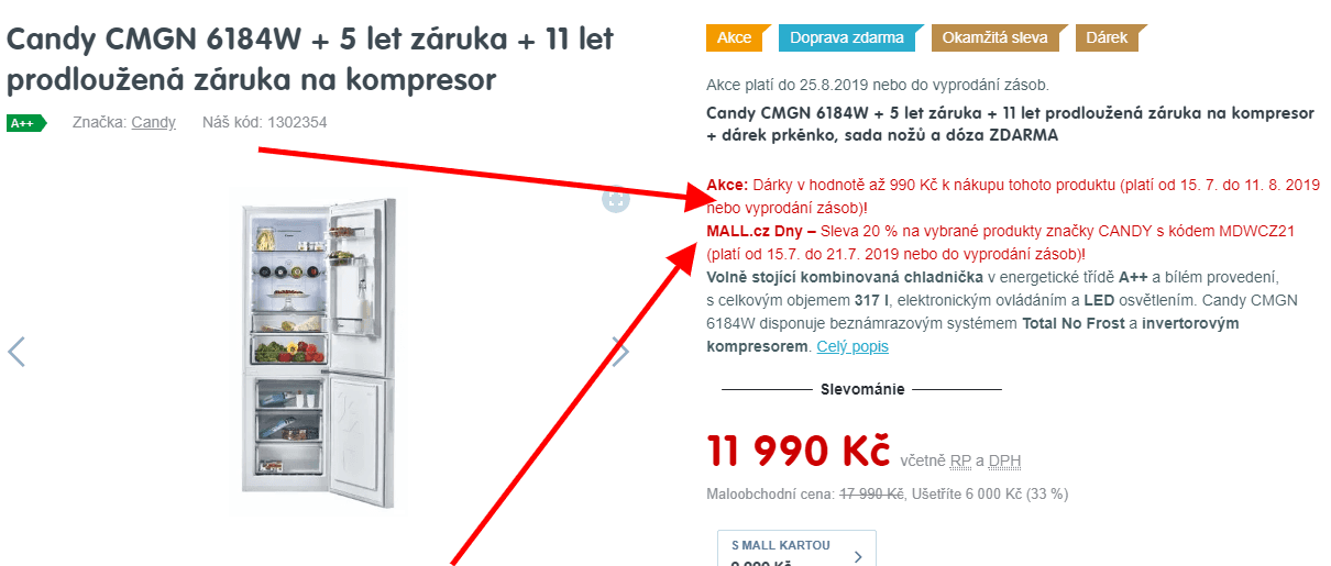 Lednice Candy, A++, 305 l, 186 cm