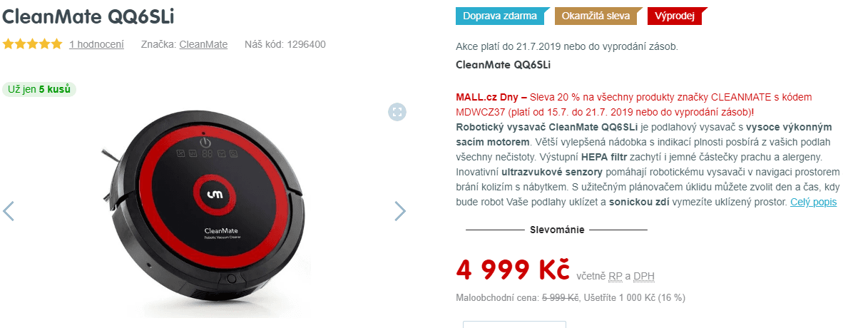 Robotický vysavač CleanMate QQ6SLi