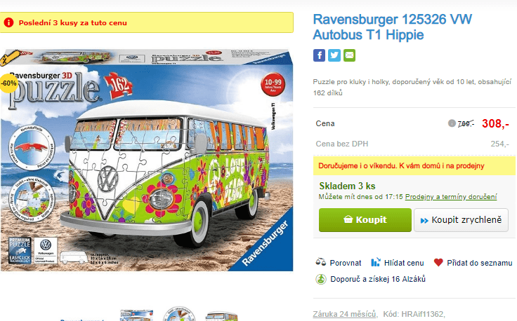3D puzzle Ravensburger VW autobus
