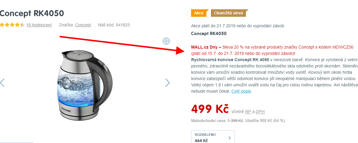 Rychlovarná konvice Concept, 1,8 litru