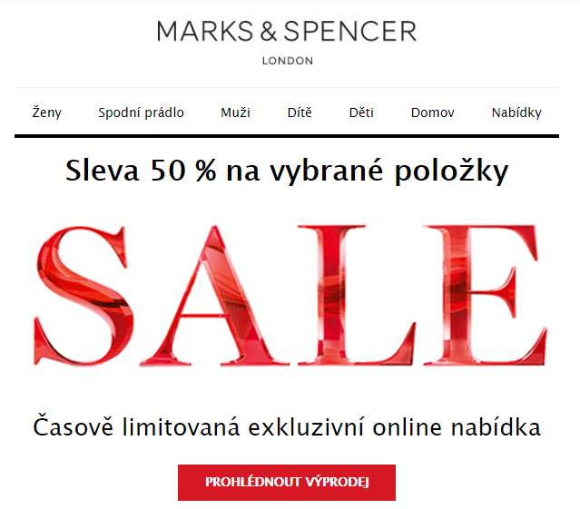 Slevy 50% v Marks&Spencer