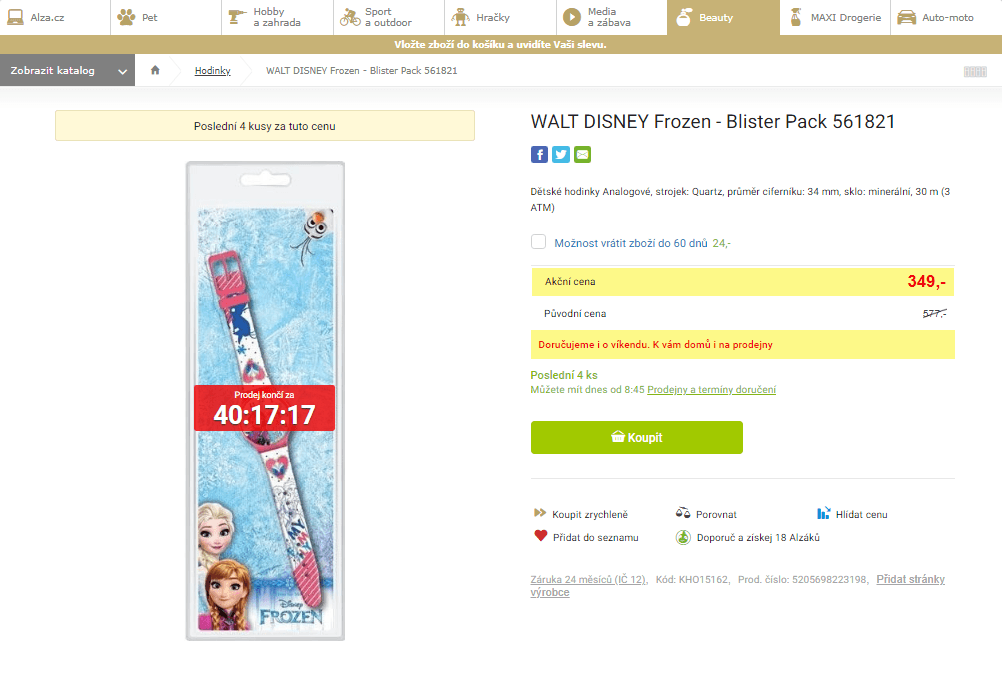 Dětské hodinky WALT DISNEY Frozen