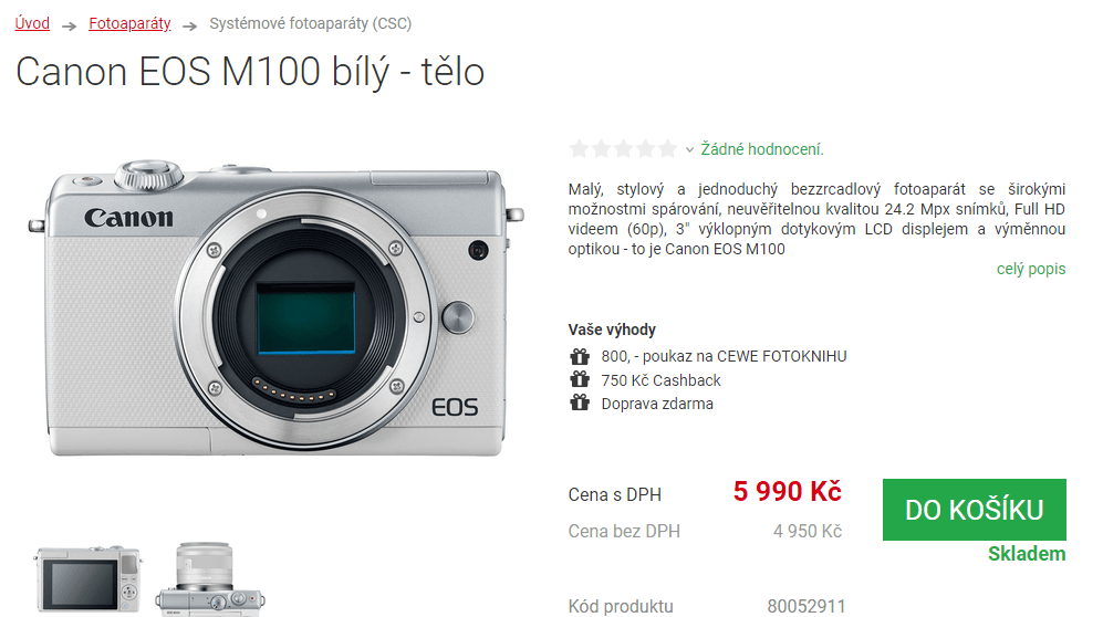 Canon EOS M100, 24MPx, Wifi, BT, NFC