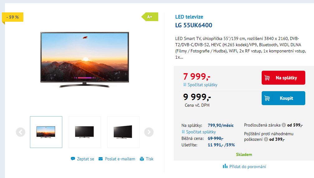 Ultra HD TV, Smart, HDR, 140 cm, LG