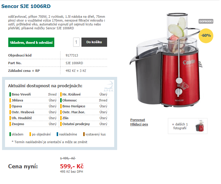 Odšťavňovač Sencor SJE 1006