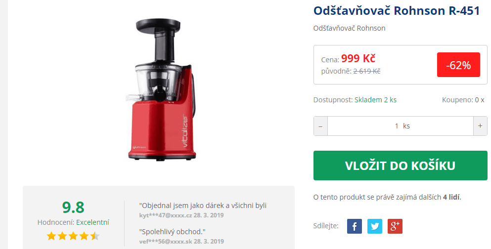 Šnekový odšťavňovač ROHNSON