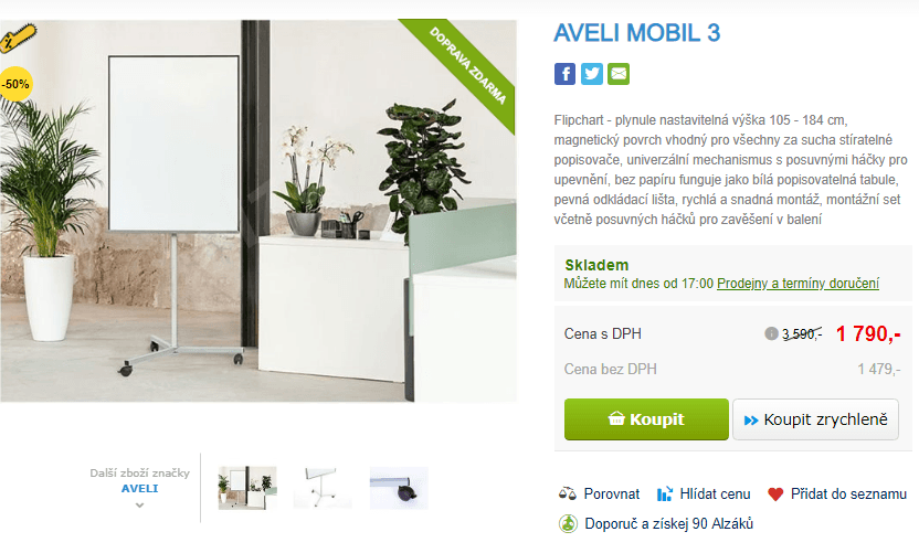 Flipchart AVELI MOBIL 3, až 184 cm