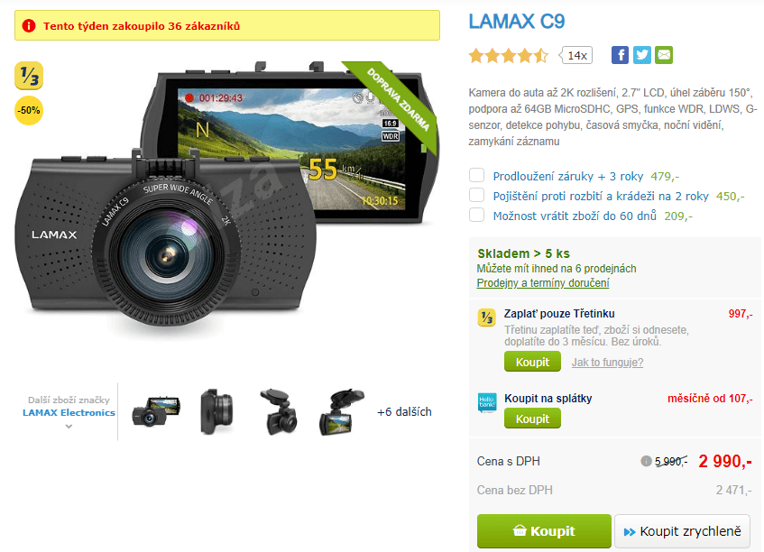 Autokamera Lamax C9, 2K