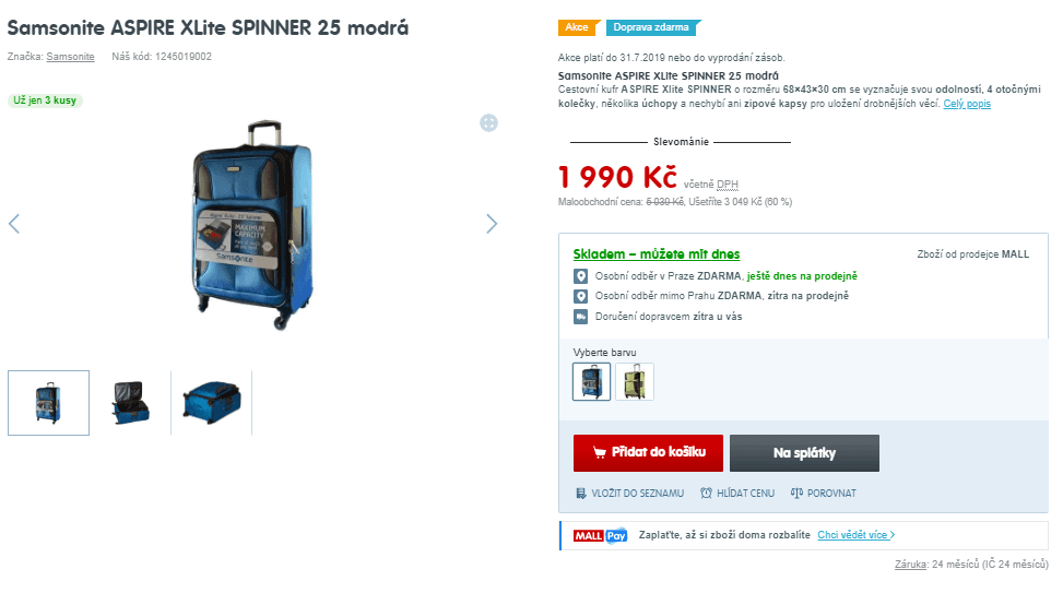 Kufr Samsonite Aspire XLite Spinner 25