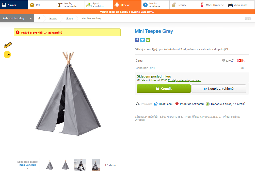 Dětský stan Mini Teepee Grey