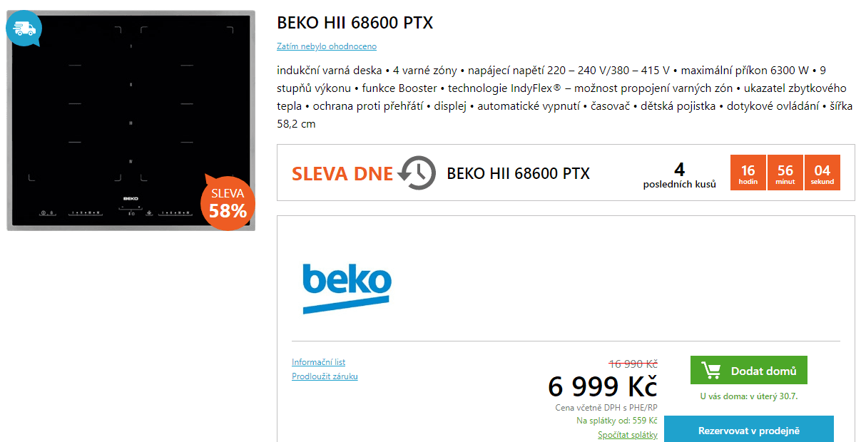 Indukční varná deska BEKO HII 