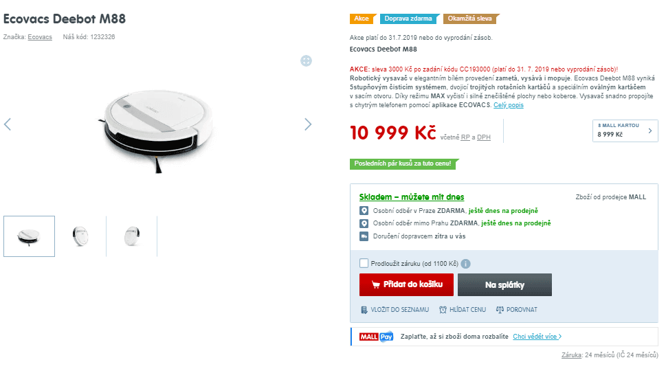 Robotický vysavač Ecovacs Deebot M88