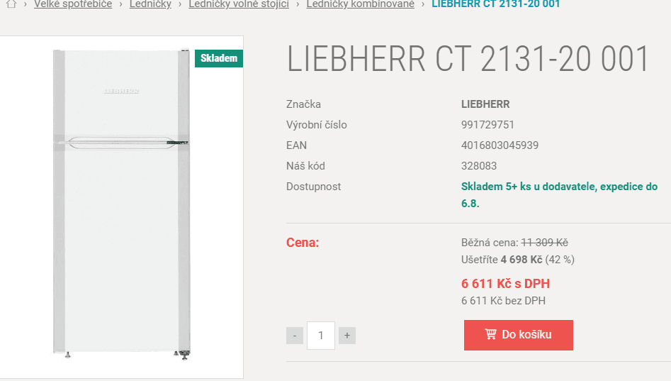 Malá lednice Liebherr, A++, 124 cm