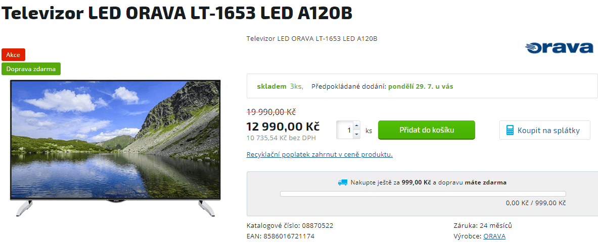 Ultra HD Smart TV, 165 cm, Orava