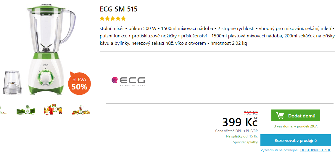 Stolní mixér ECG SM 515, 500 W