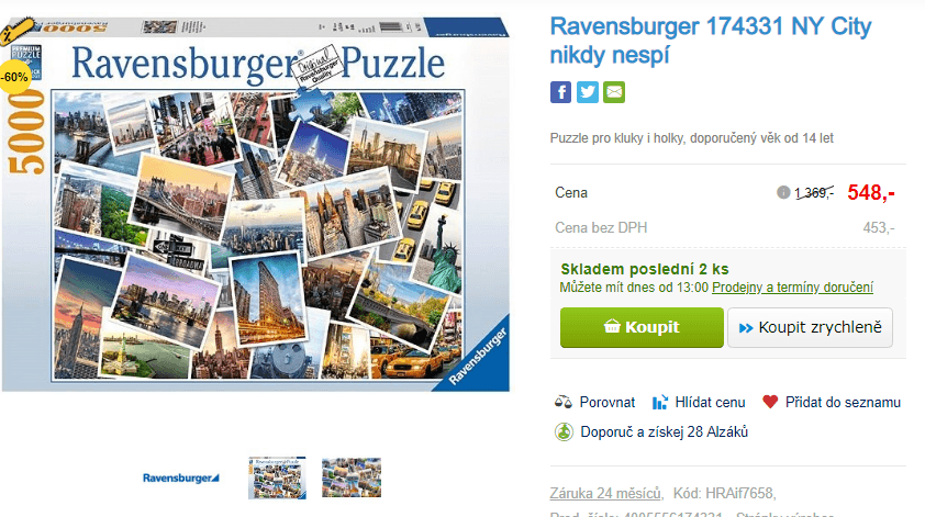 Puzzle Ravensburger New York, 5000 dílů