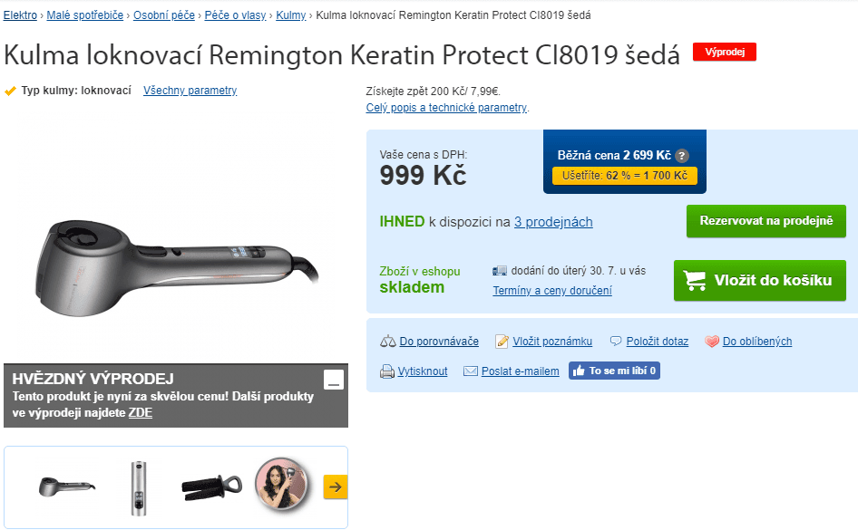 Kulma loknovací Remington Keratin Protect