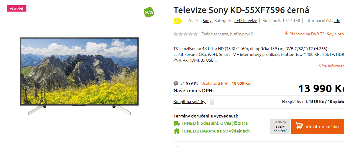 4K, Smart, HDR, 139 cm, SONY