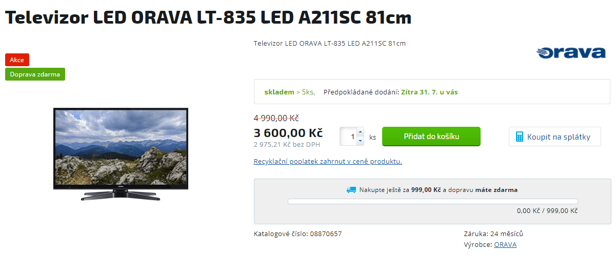 HD ready, Smart TV, LED, T2, 81cm, Orava