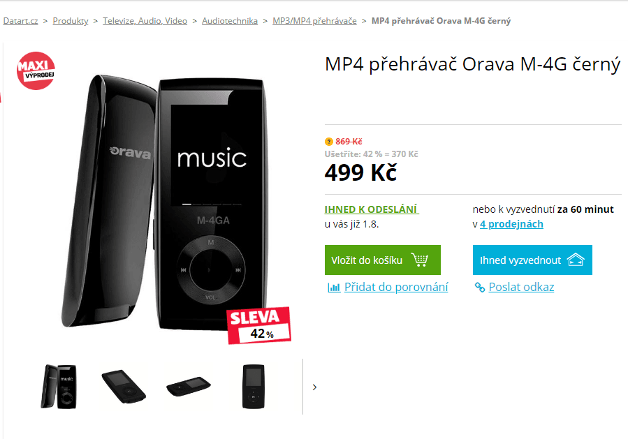 MP4 přehrávač Orava M-4G