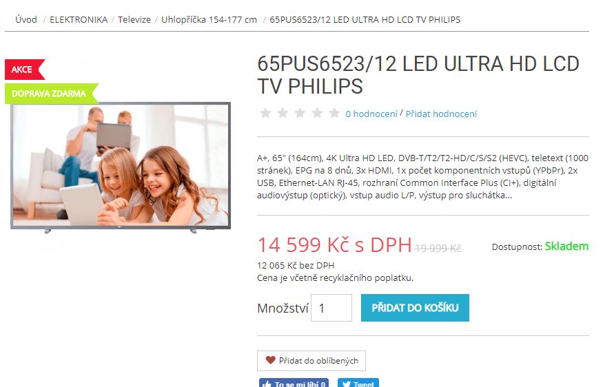 Ultra HD TV, HDR, Smart, 164cm, Philips
