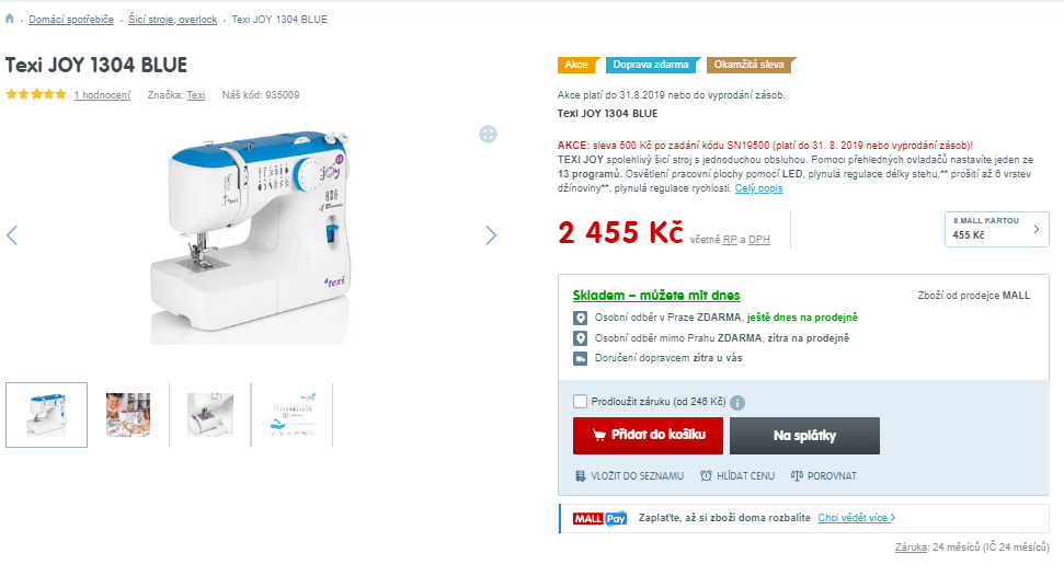 Šicí stroj Texi JOY 1304 BLUE