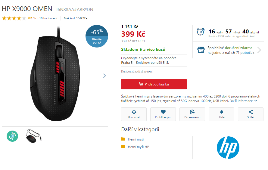 Herní myš HP X9000 OMEN