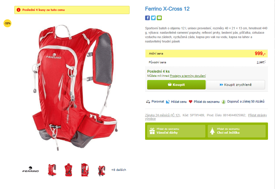 Sportovní batoh Ferrino X-Cross 12 red