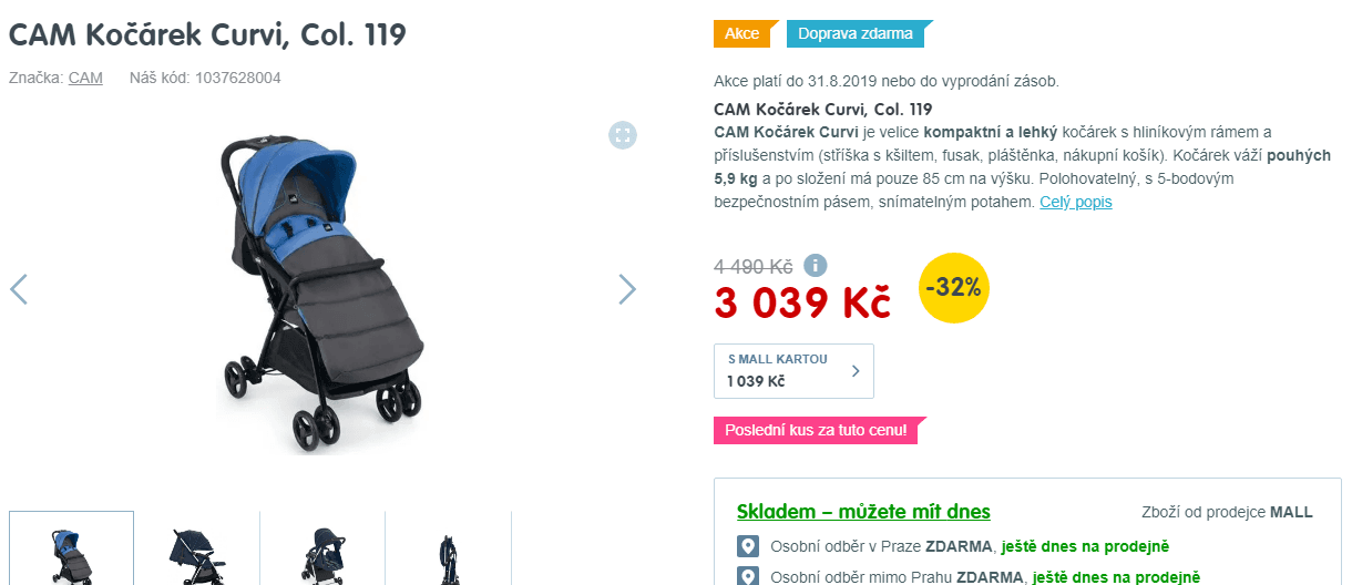 Sportovní kočárek Cam Curvi 