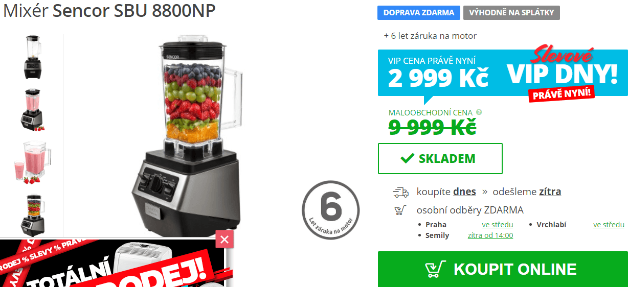 Stolní multifunkční mixér Sencor, 33 000 otáček