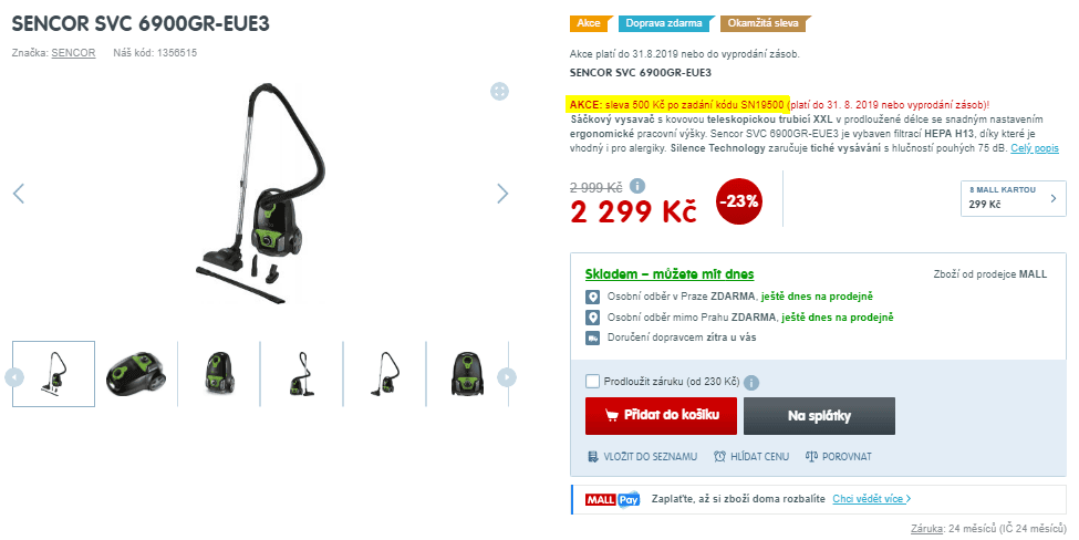 Sáčkový vysavač Sencor, HEPA H13