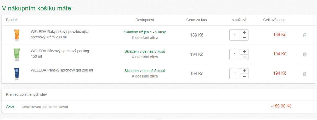 2+1 zdarma na sprchové gely Weleda