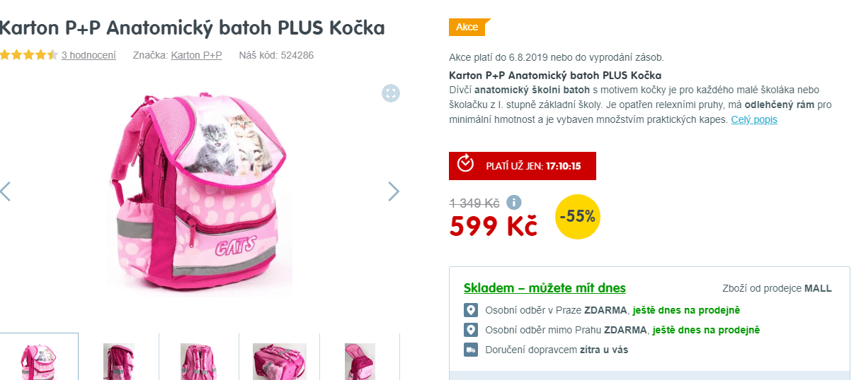 Batoh pro 1. stupeň Karton P+P Kočka